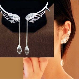 Angel’s Wings Dangling Rhinestone Ear Cuffs-1 Pair